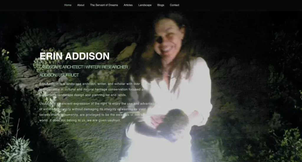Homepage: Erin Addison, Landscape Architect, Writer, Researcher, Addison Usufruct